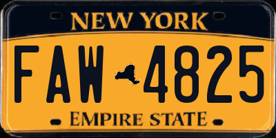 NY license plate FAW4825