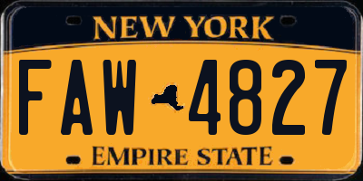 NY license plate FAW4827