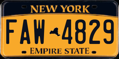NY license plate FAW4829