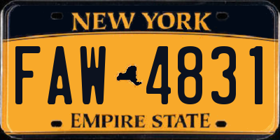 NY license plate FAW4831
