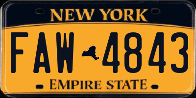 NY license plate FAW4843