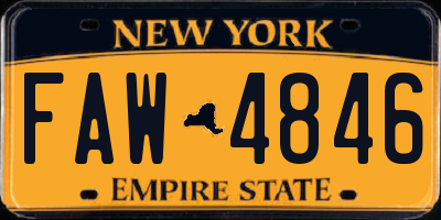 NY license plate FAW4846