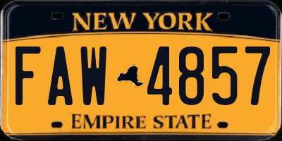 NY license plate FAW4857