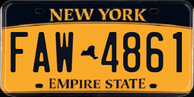 NY license plate FAW4861