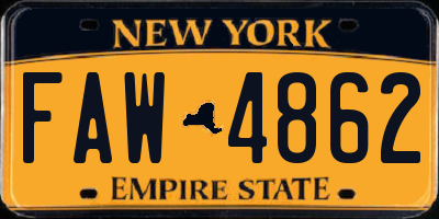 NY license plate FAW4862