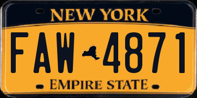 NY license plate FAW4871
