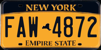NY license plate FAW4872