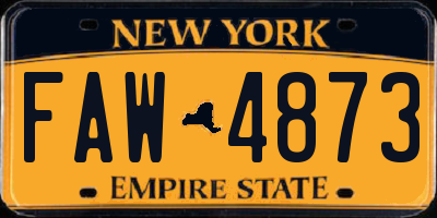 NY license plate FAW4873