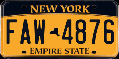 NY license plate FAW4876