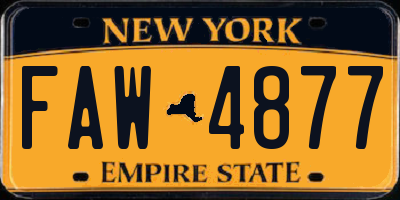 NY license plate FAW4877