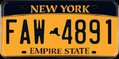 NY license plate FAW4891