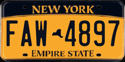NY license plate FAW4897