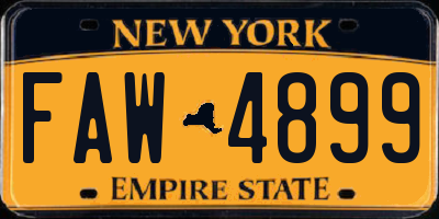 NY license plate FAW4899