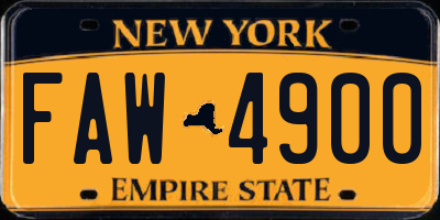 NY license plate FAW4900