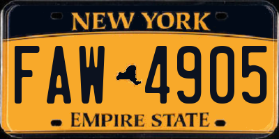 NY license plate FAW4905