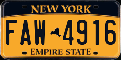NY license plate FAW4916