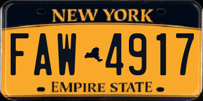 NY license plate FAW4917