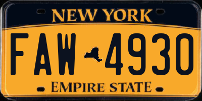 NY license plate FAW4930