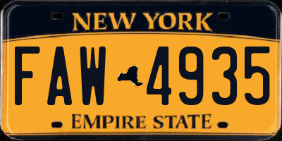 NY license plate FAW4935