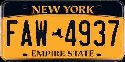 NY license plate FAW4937