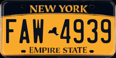 NY license plate FAW4939