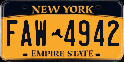 NY license plate FAW4942