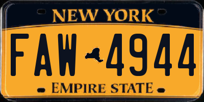 NY license plate FAW4944