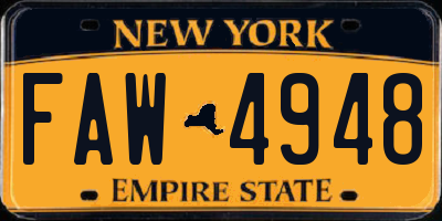 NY license plate FAW4948