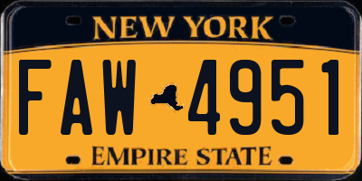 NY license plate FAW4951