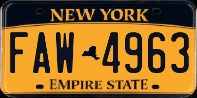NY license plate FAW4963