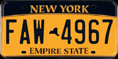 NY license plate FAW4967