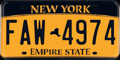 NY license plate FAW4974