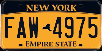 NY license plate FAW4975