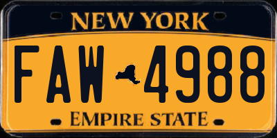 NY license plate FAW4988