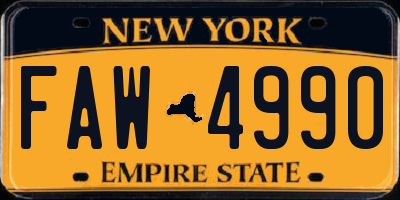 NY license plate FAW4990