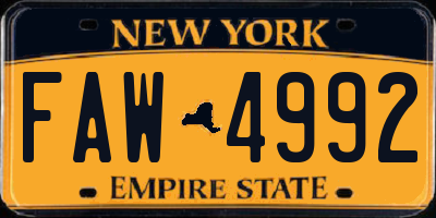 NY license plate FAW4992