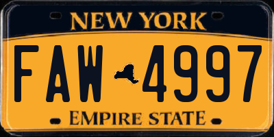 NY license plate FAW4997