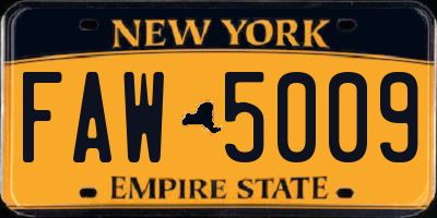 NY license plate FAW5009
