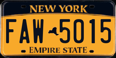 NY license plate FAW5015