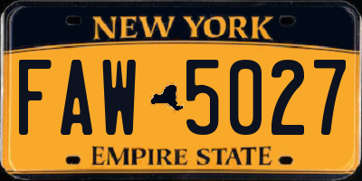 NY license plate FAW5027
