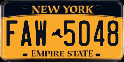 NY license plate FAW5048