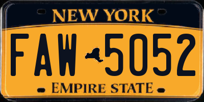NY license plate FAW5052