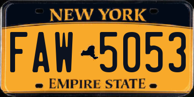NY license plate FAW5053