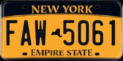 NY license plate FAW5061