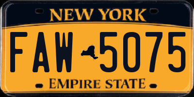 NY license plate FAW5075