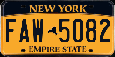 NY license plate FAW5082