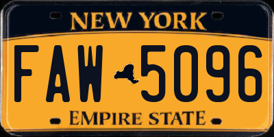 NY license plate FAW5096