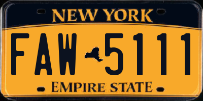 NY license plate FAW5111