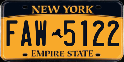 NY license plate FAW5122