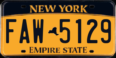 NY license plate FAW5129